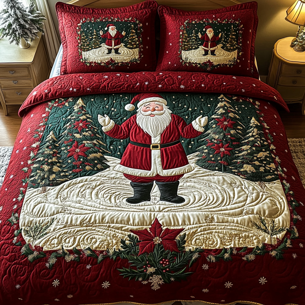 Santa Arrival Quilted Bedding Set - Single (59" x 70")