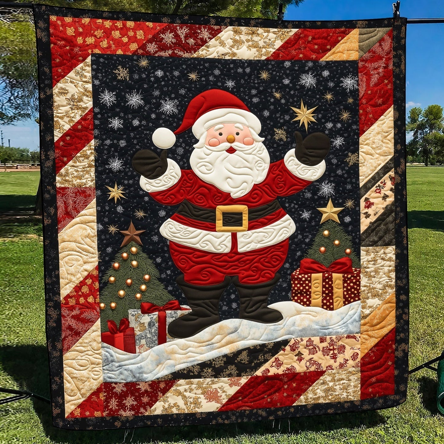 Santa Christmas Quilted Blanket - Throw (55" x 60")