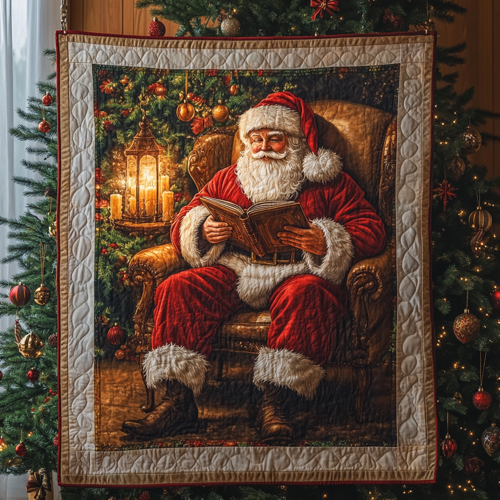 Santa Cozy Night Quilted Blanket - Throw (55" x 60")