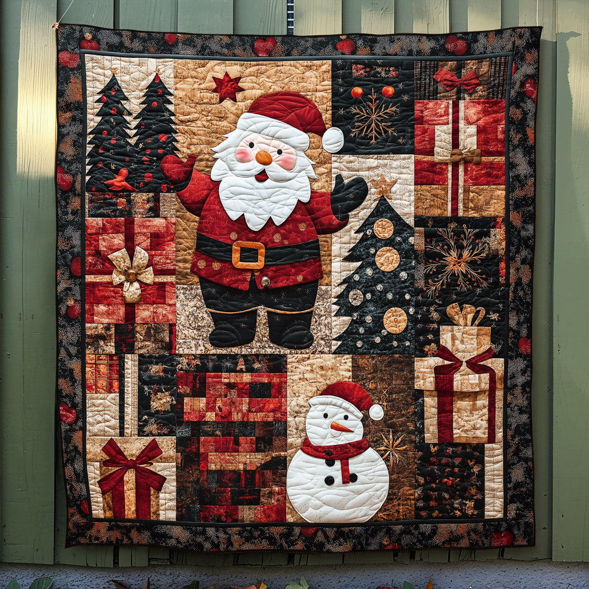 Santa Festive Quilted Blanket - Throw (55" x 60")