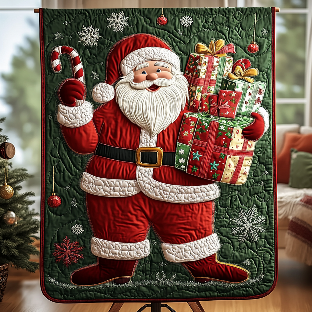 Santa Gifts Quilted Blanket - Throw (55" x 60")