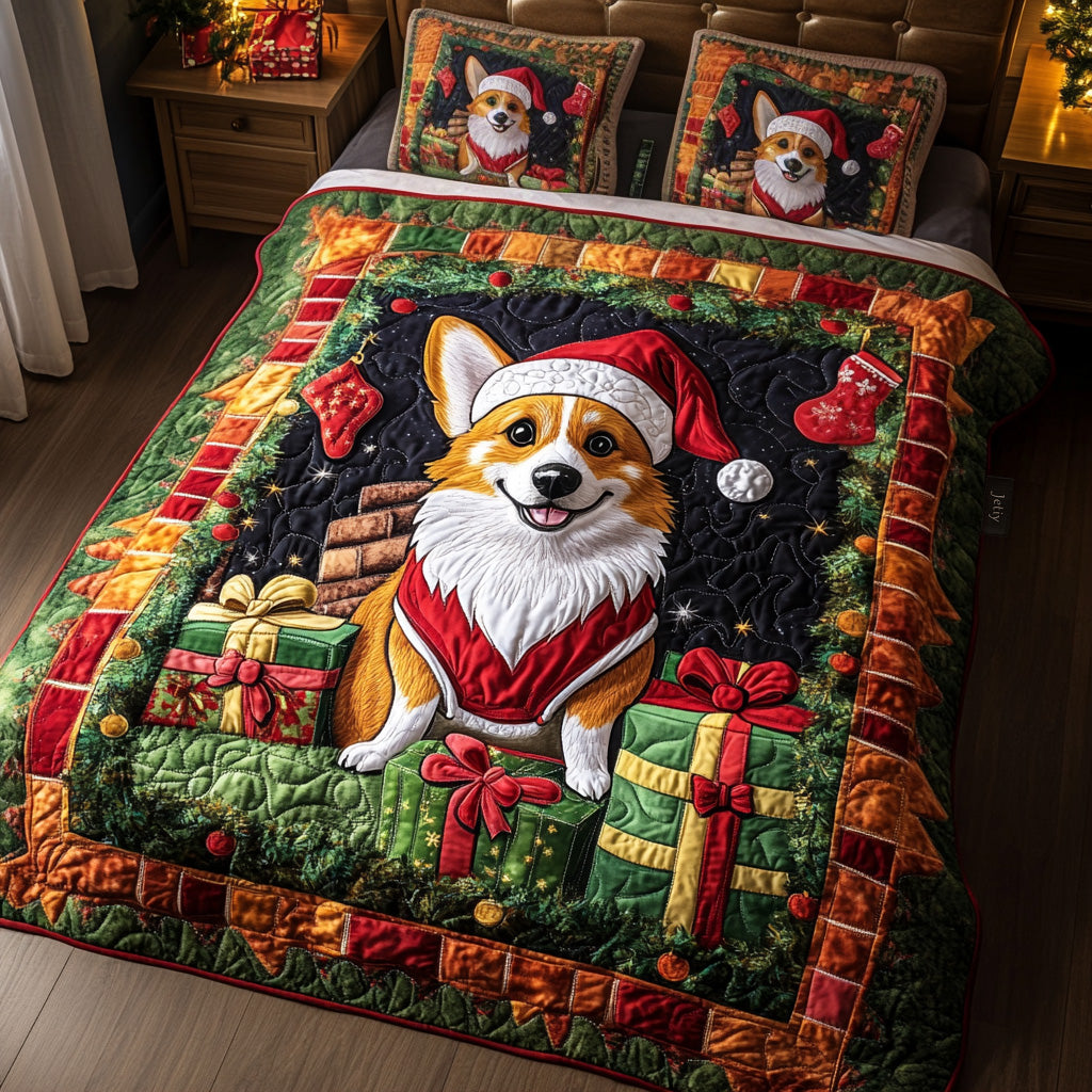 Santa Helper 3-Piece Quilted Bedding Set - Single (59" x 70")