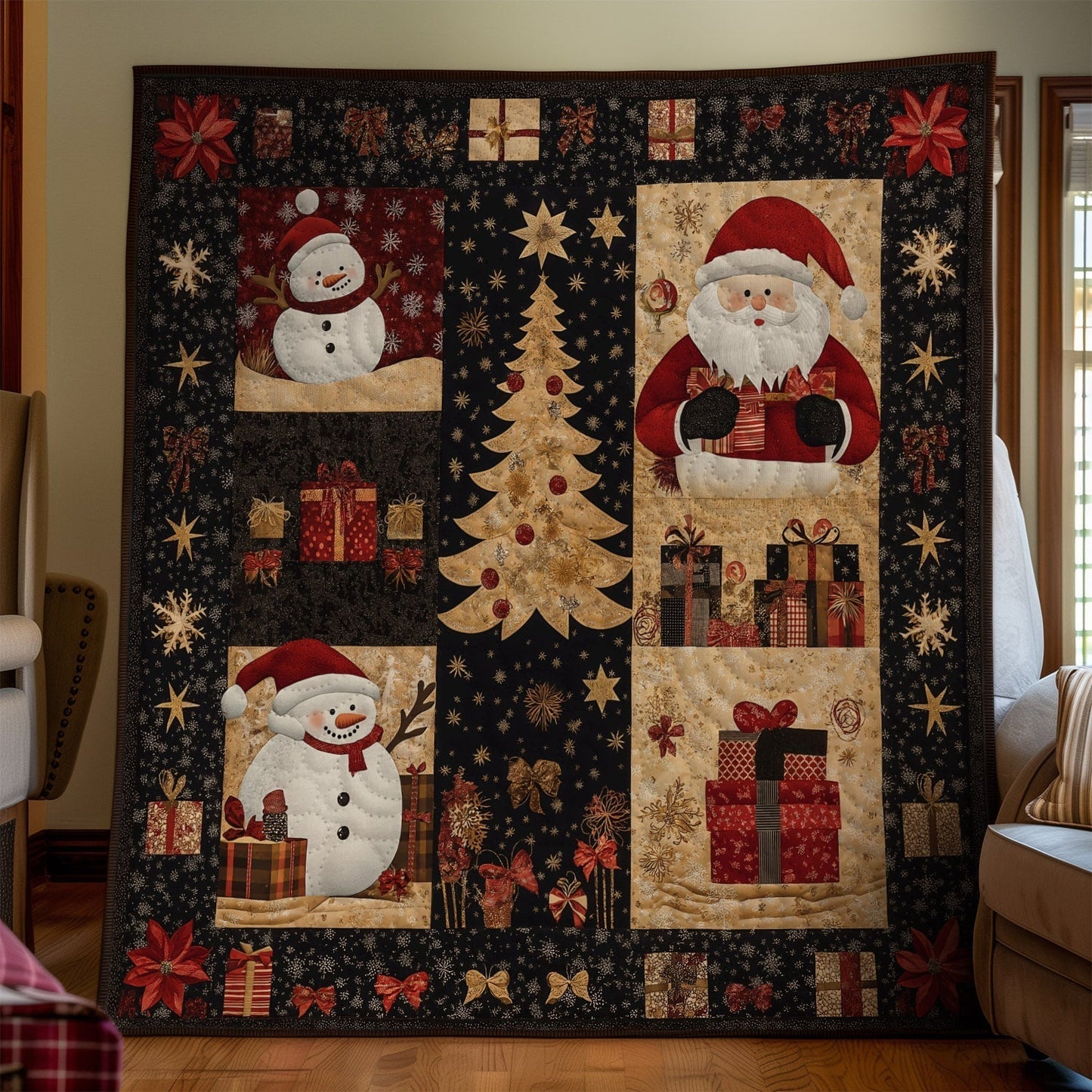Santa Holiday Spirit Quilted Blanket - Throw (55" x 60")