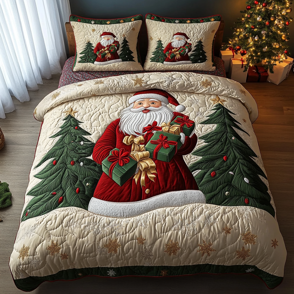 Santa Magic 3-Piece Quilted Bedding Set - Single (59" x 70")