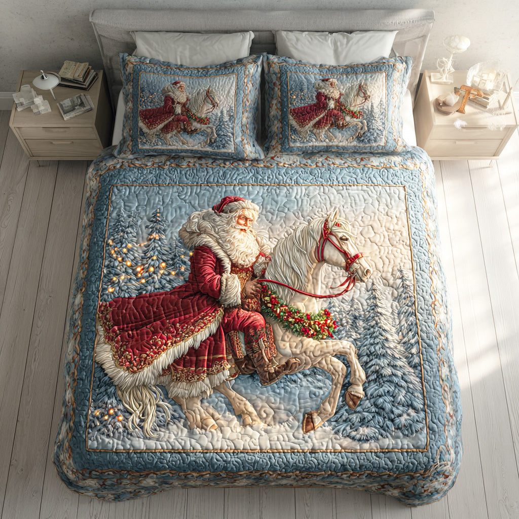 Santa Night Ride 3-Piece Quilted Bedding Set - Single (59" x 70")