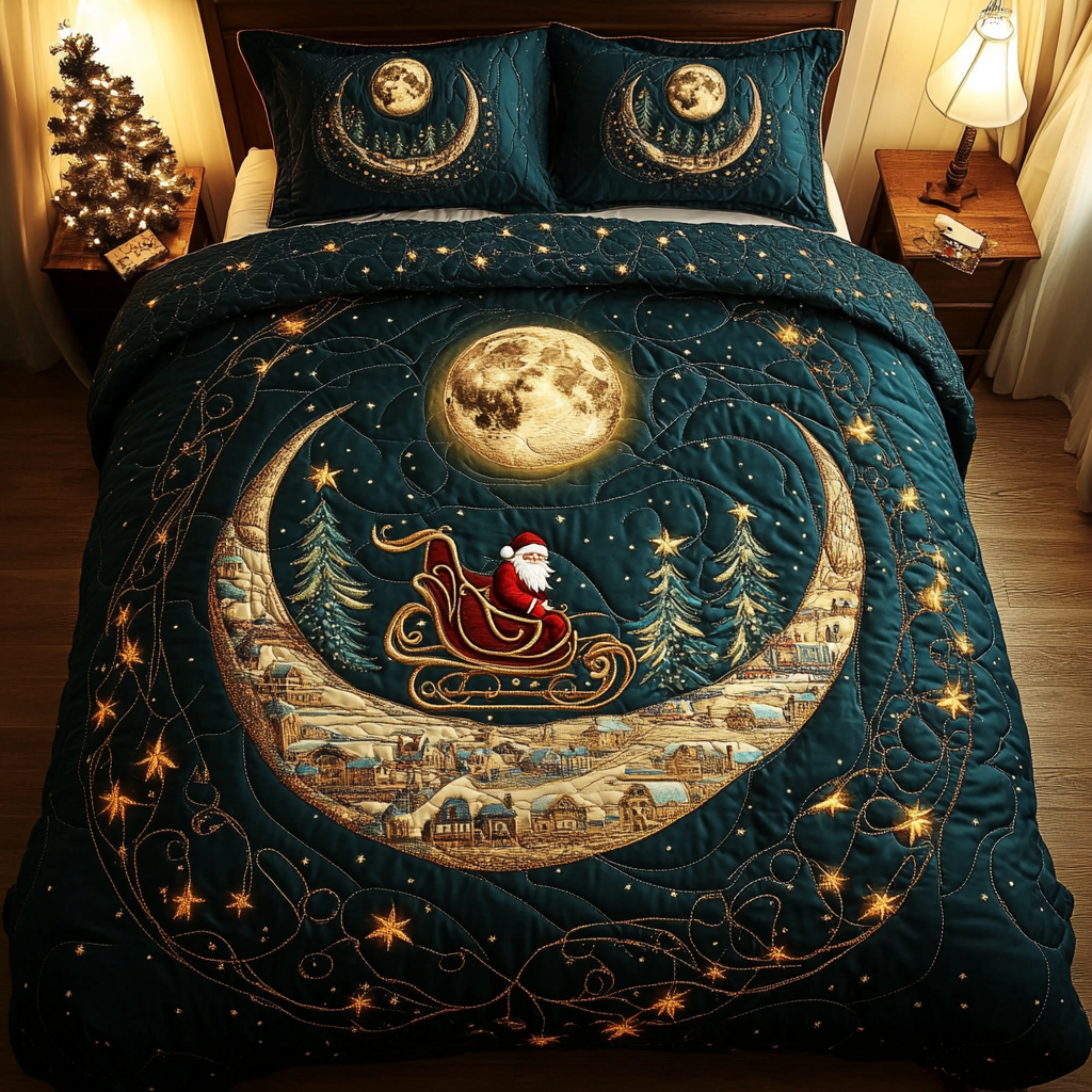 Santa Surprise 3-Piece Quilted Bedding Set - Single (59" x 70")