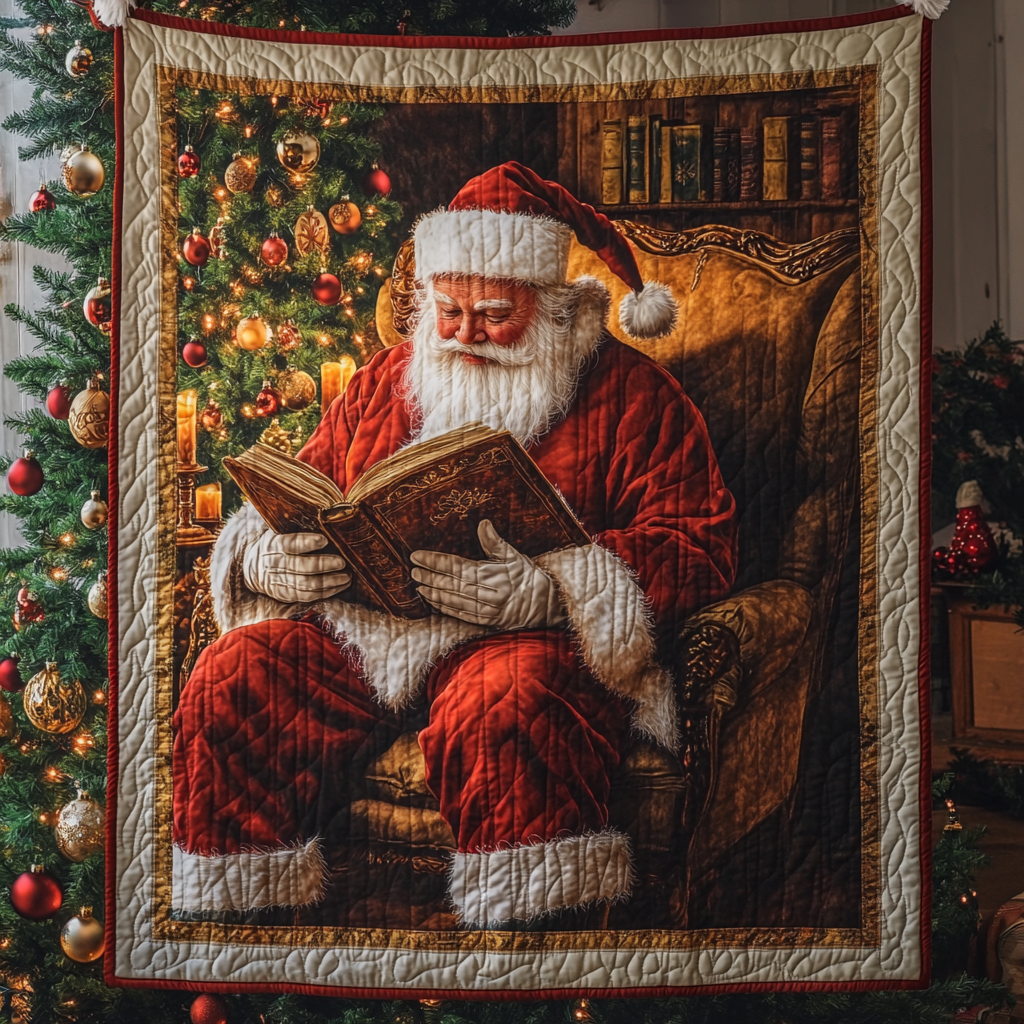 Santa Warm Embrace Quilted Blanket - Throw (55" x 60")
