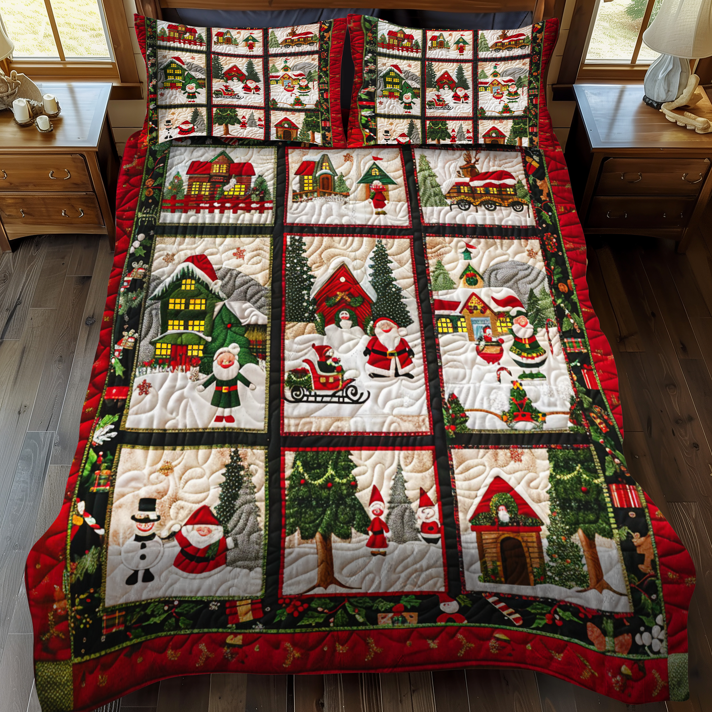 Santa's Jolly Journey 3-Piece Quilted Bedding Set - Single (59" x 70")
