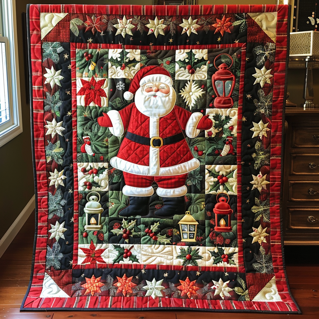 Santa's Workshop Quilted Blanket - Throw (55" x 60")