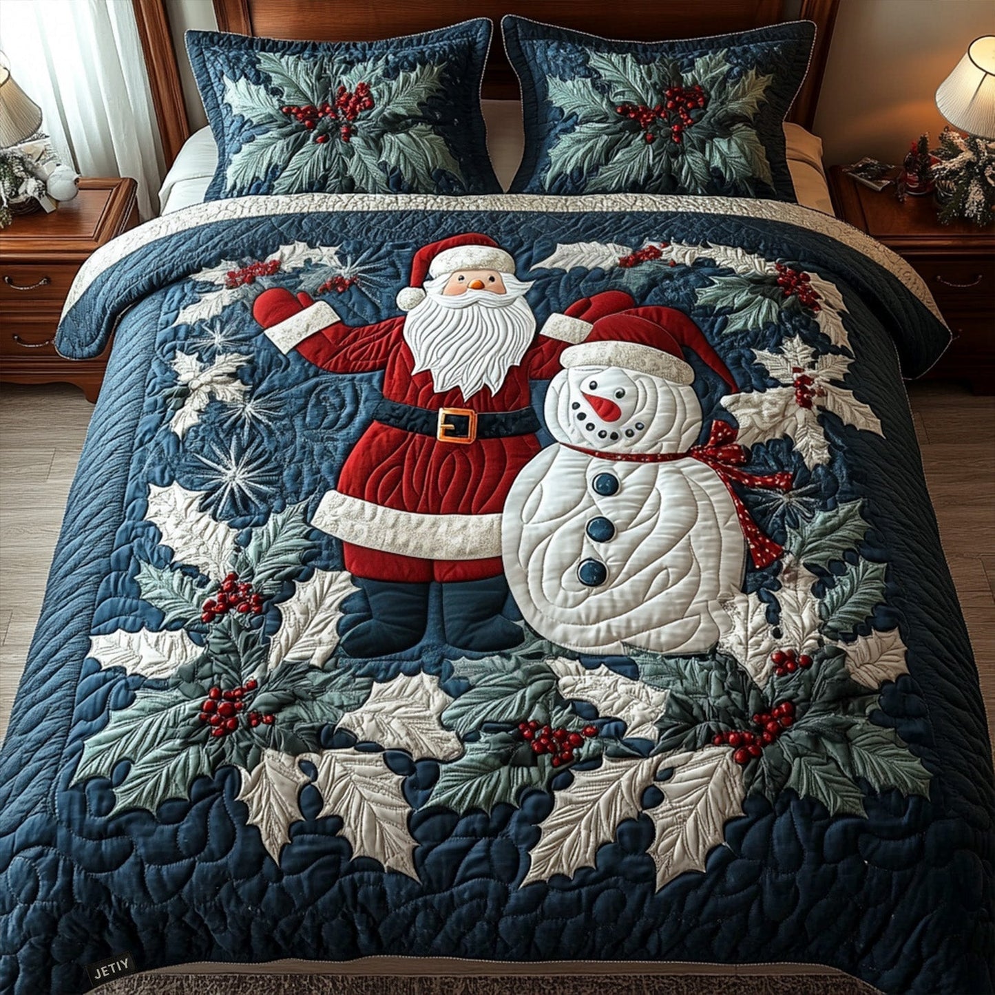 Santas Joy 3-Piece Quilted Bedding Set - Single (59" x 70")