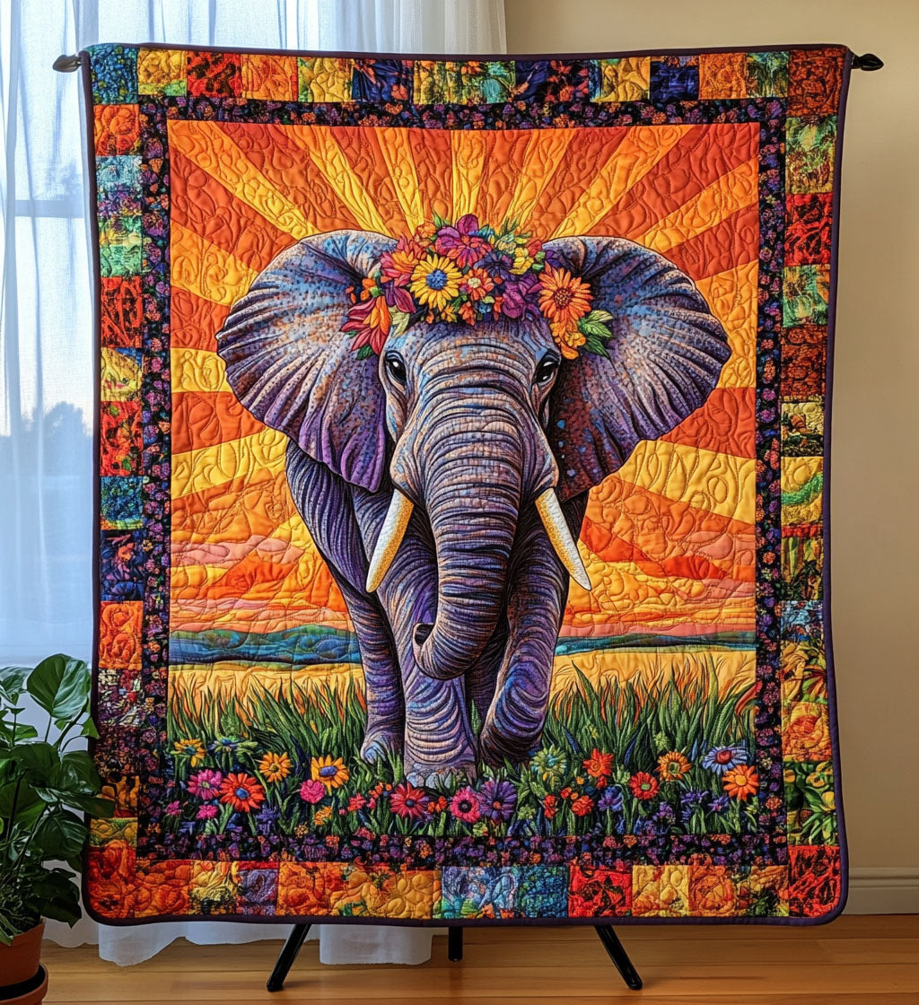 Savannah Elephant Dreams Quilted Blanket - Throw (55" x 60")