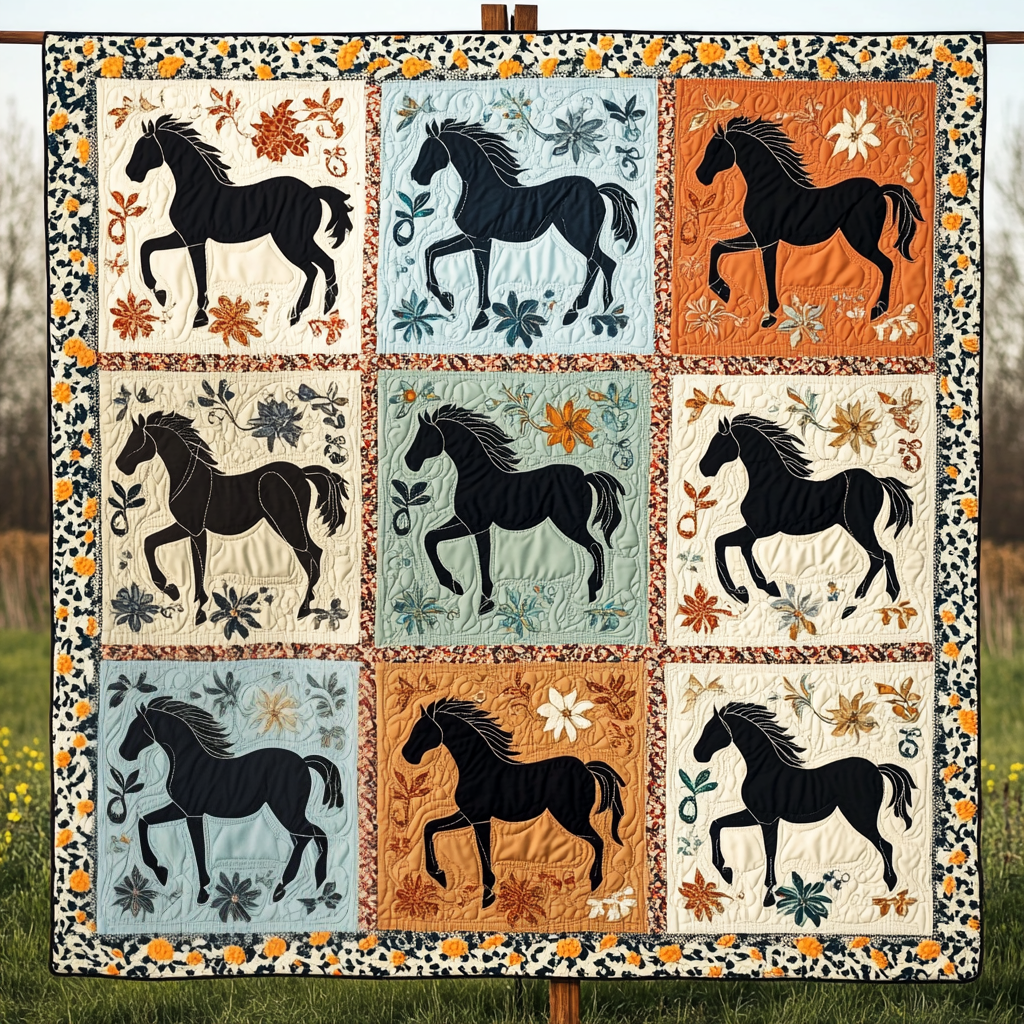Savannah Stallion Quilted Blanket - Throw (55" x 60")
