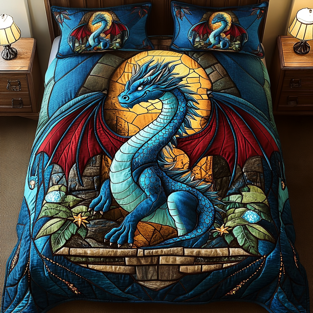 Scaled Majesty 3-Piece Quilted Bedding Set - Single (59" x 70")