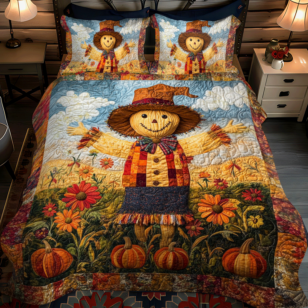 Scarecrow Harvest Vibe 3-Piece Quilted Bedding Set - Single (59" x 70")