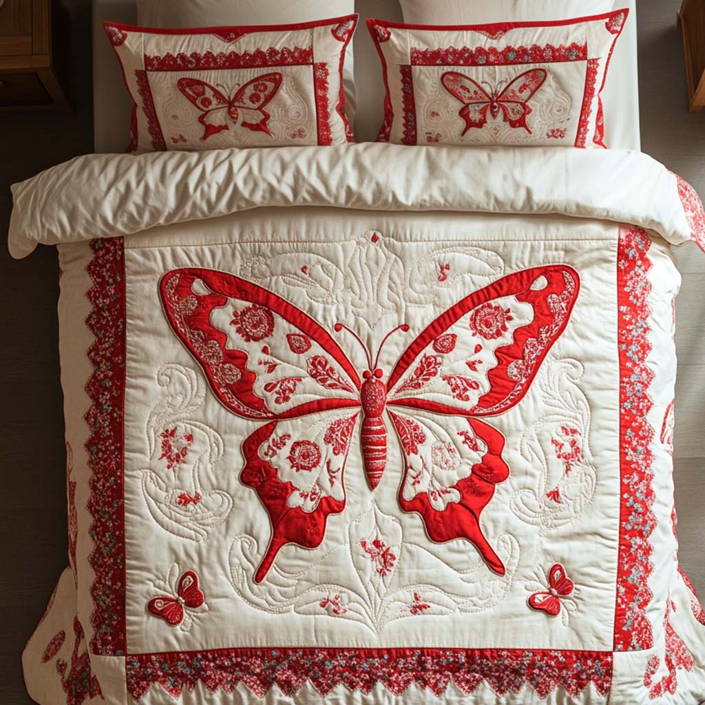 Scarlet Beauty 3-Piece Quilted Bedding Set - Single (59" x 70")