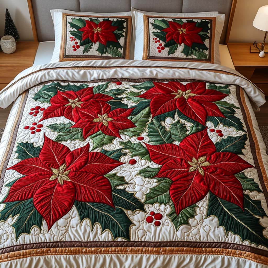 Scarlet Joy 3-Piece Quilted Bedding Set - Single (59" x 70")