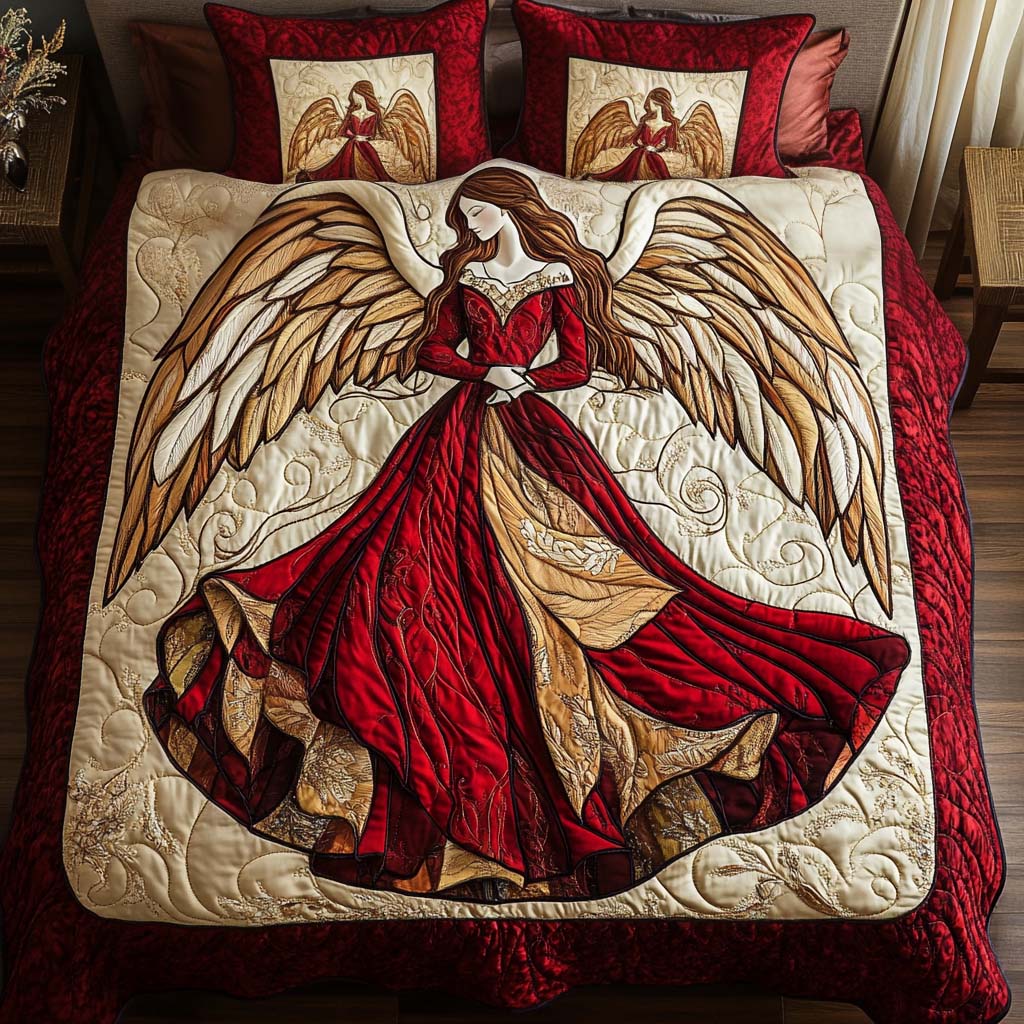 Scarlet Seraph 3-Piece Quilted Bedding Set - Single (59" x 70")