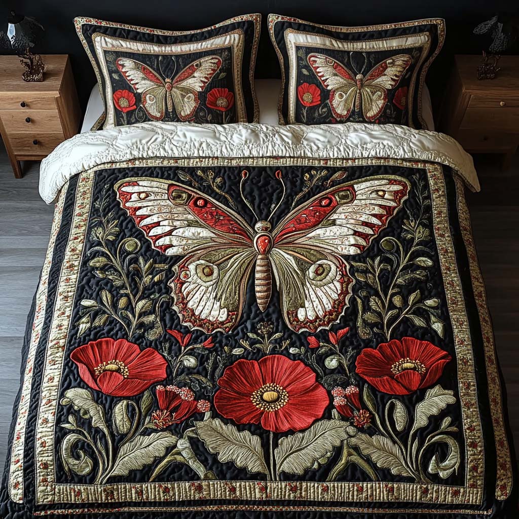 Scarlet Bloom 3-Piece Quilted Bedding Set - Single (59" x 70")