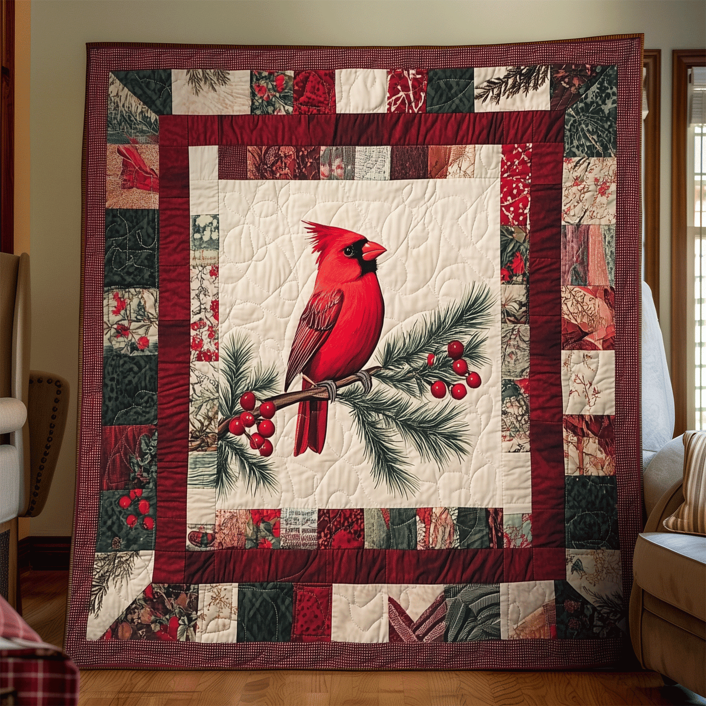 Scarlet Perch Quilted Blanket - Throw (55" x 60")