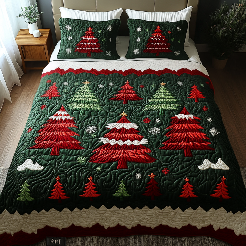 Scarlet Woods 3-Piece Quilted Bedding Set - Single (59" x 70")