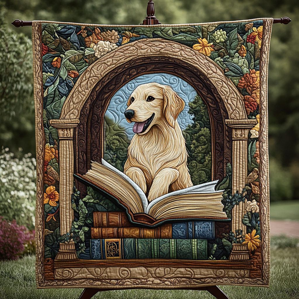Scholarly Paws Quilted Blanket - Throw (55" x 60")