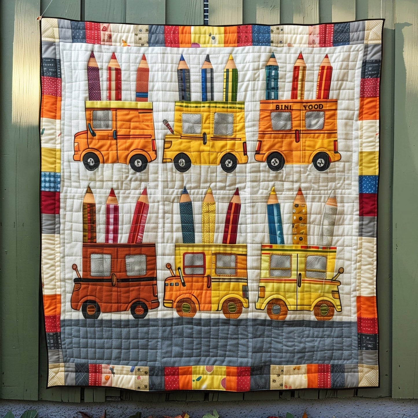 Schoolyard Fun Quilted Blanket - Throw (55" x 60")