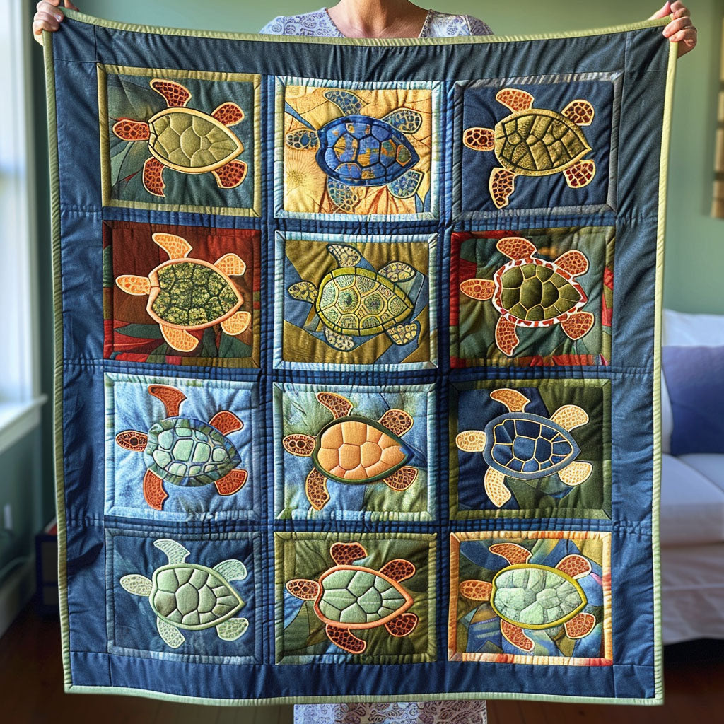 Sea Breeze Turtle Quilted Blanket - Throw (55" x 60")