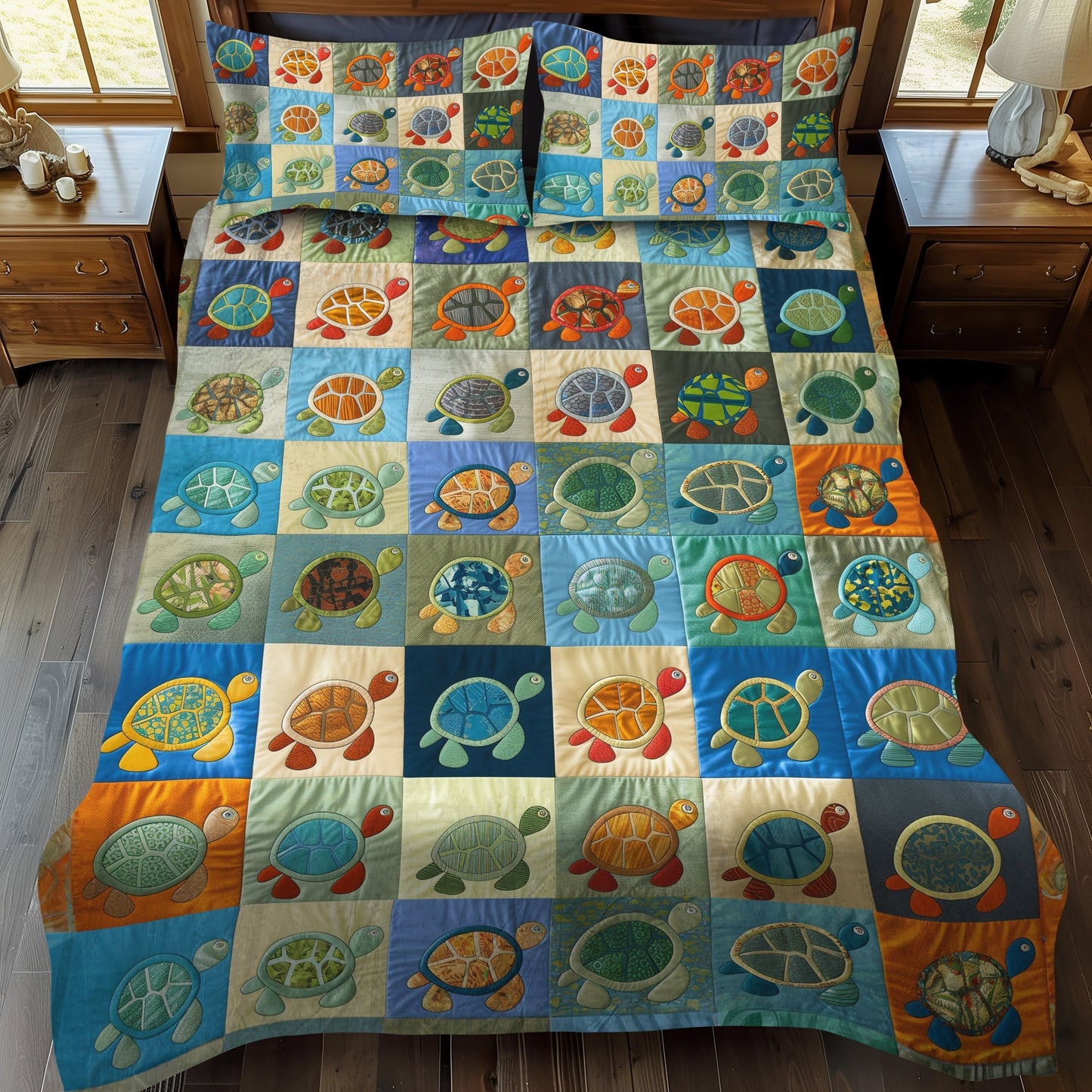 Sea Turtle 3-Piece Quilted Bedding Set - Single (59" x 70")