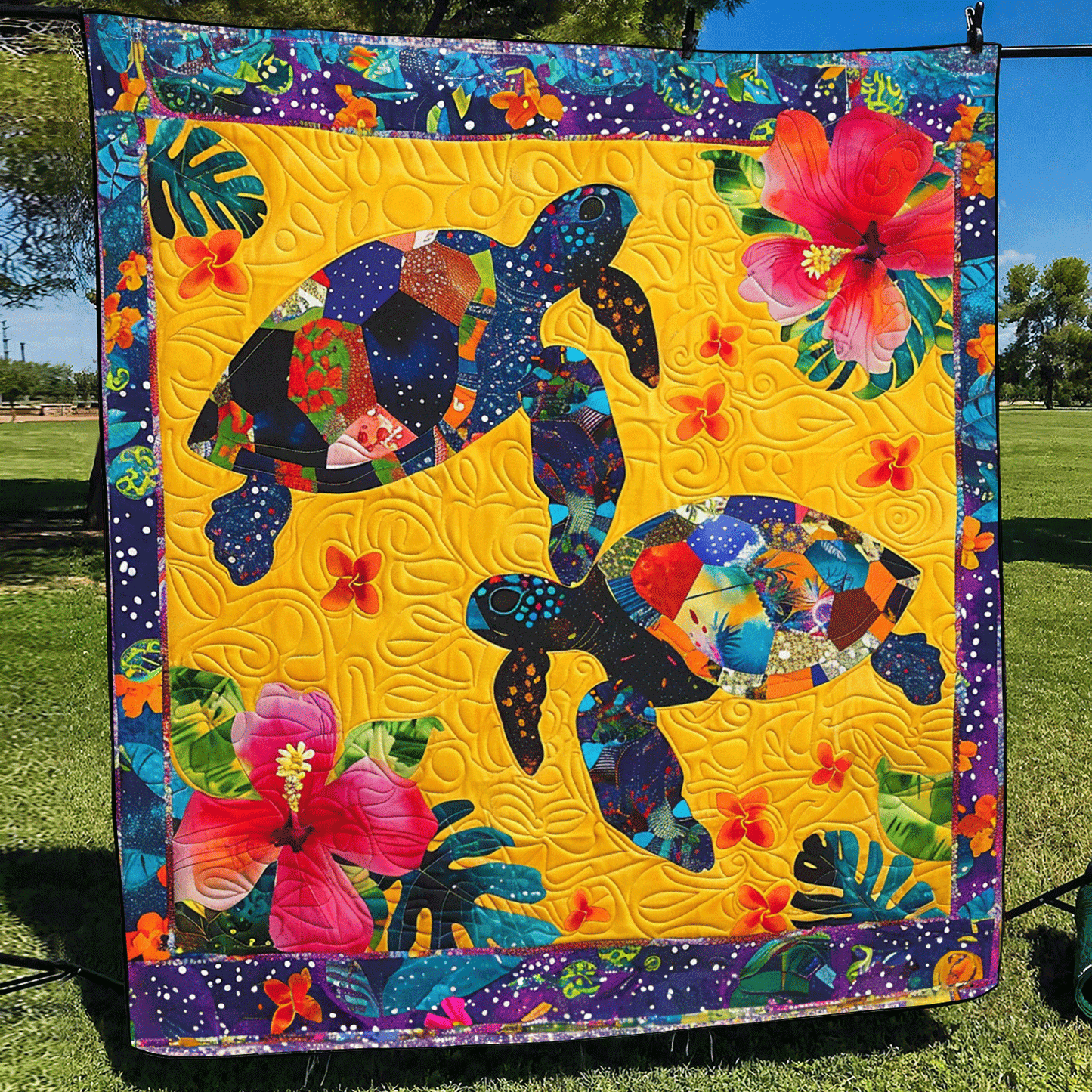 Sea Turtle Quilted Blanket - Throw (55" x 60")