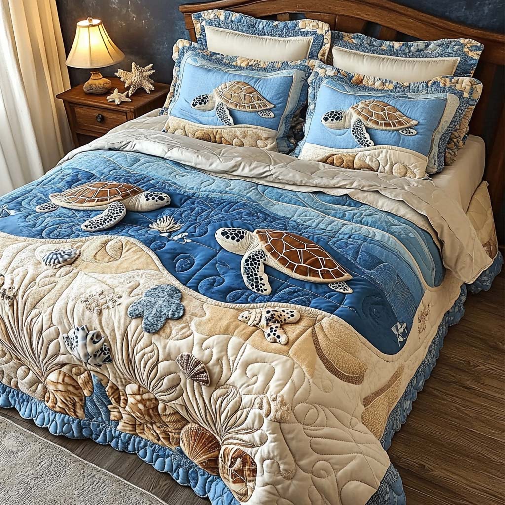Sea Breeze 3-Piece Quilted Bedding Set - Single (59" x 70")
