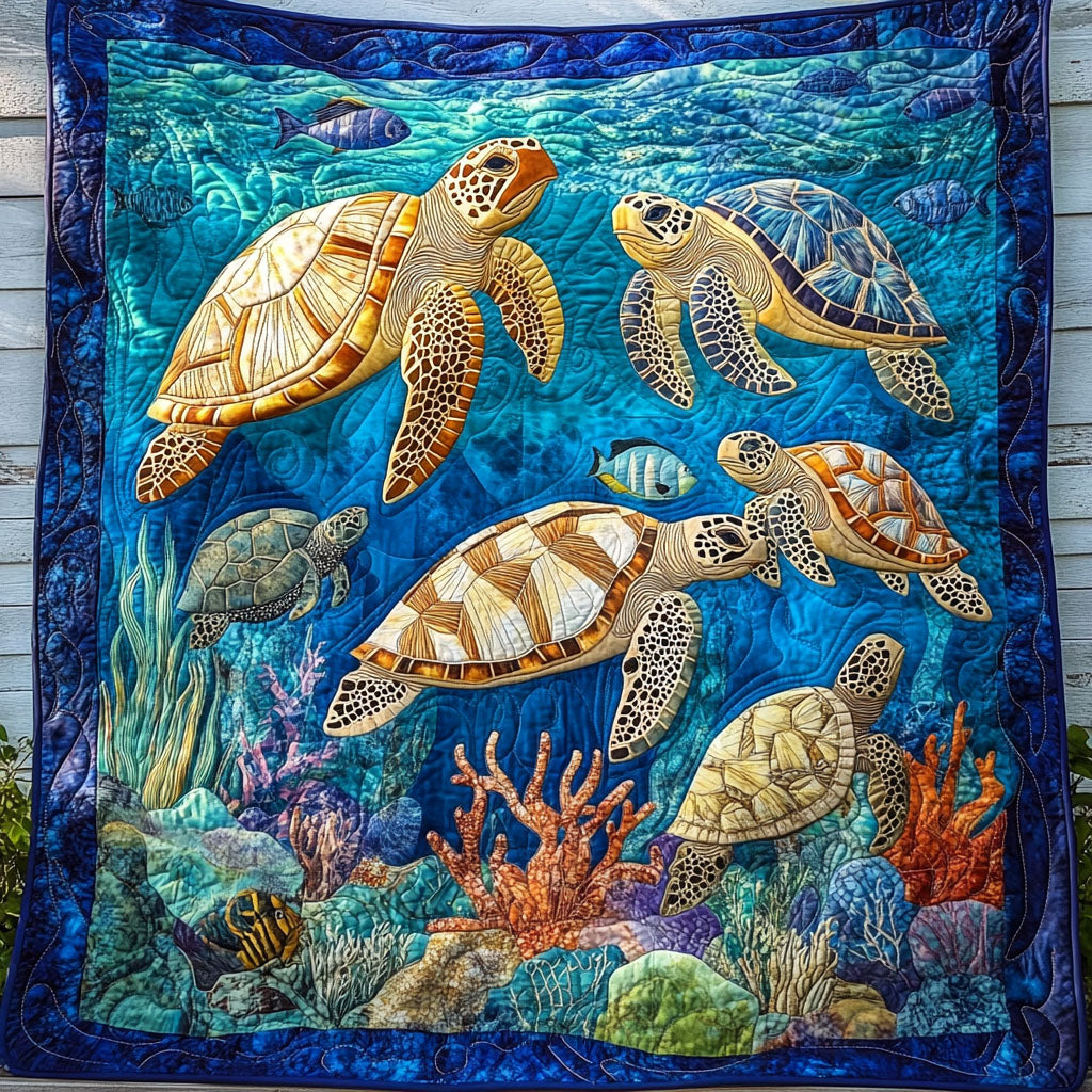 Sea Shell Serenity Quilted Blanket - Throw (55" x 60")