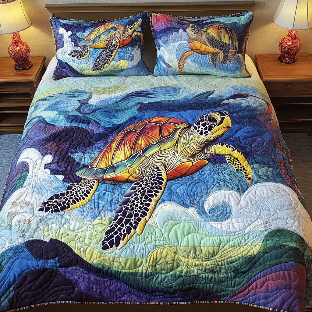 Sea Sojourner 3-Piece Quilted Bedding Set - Single (59" x 70")