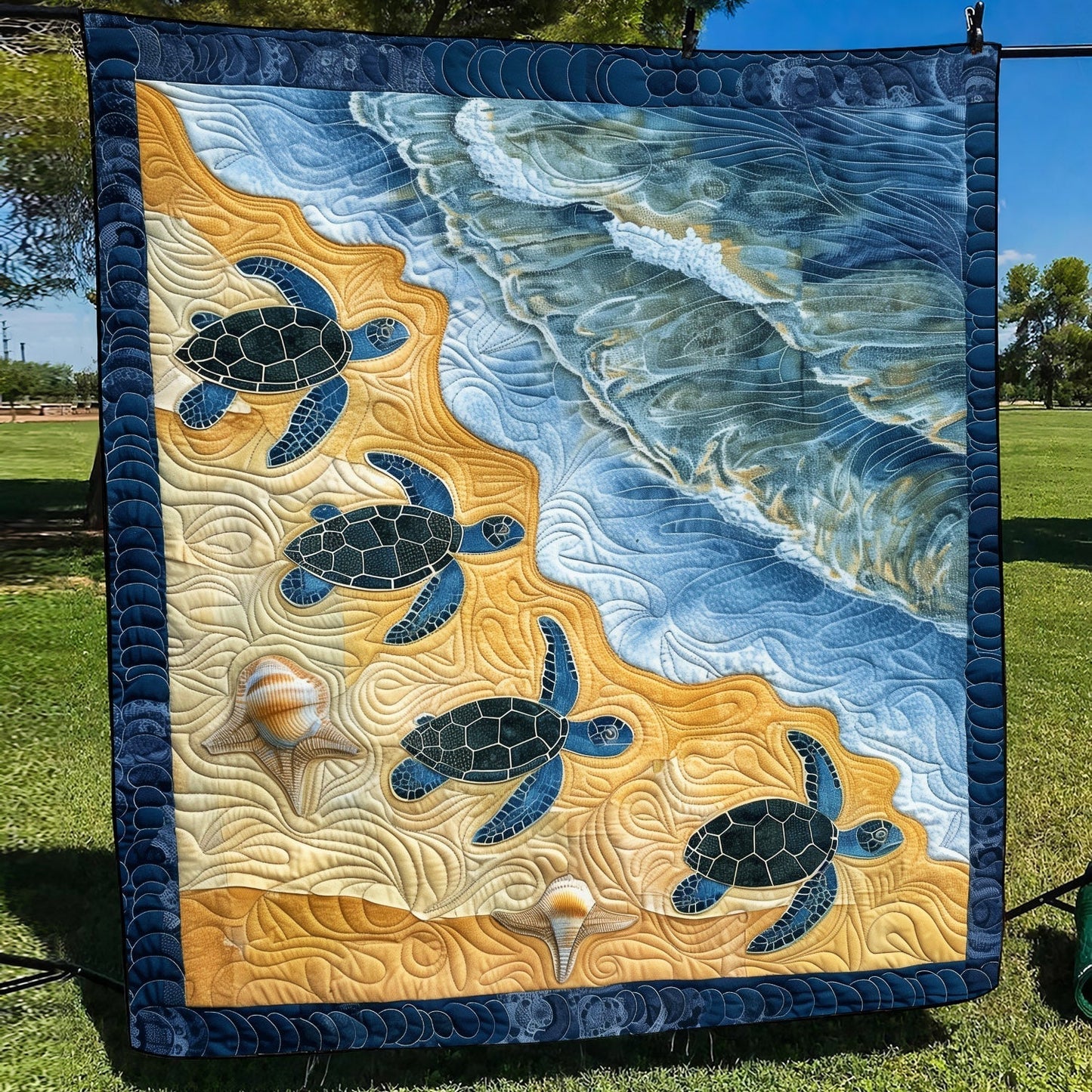 Sea Turtle Bay Quilted Blanket - Throw (55" x 60")