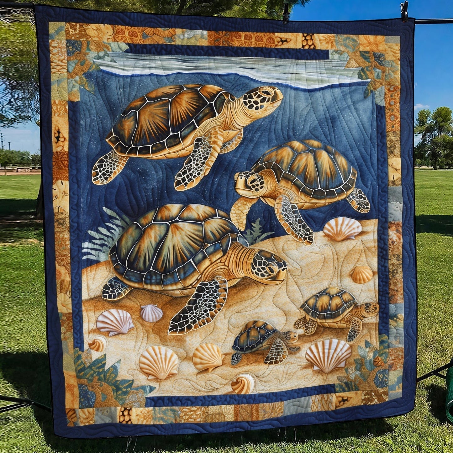 Sea Turtle Cove Quilted Blanket - Throw (55" x 60")