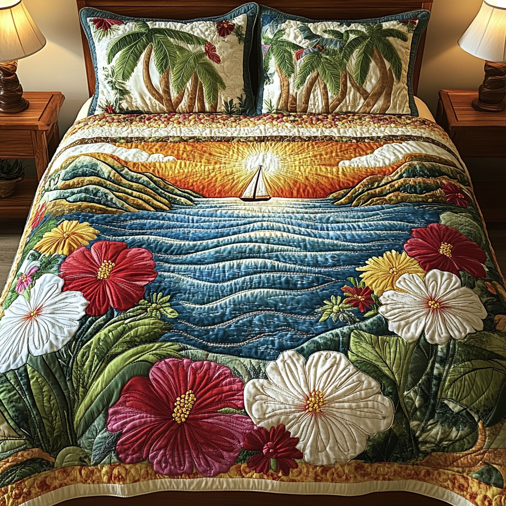 Seabreeze Retreat Quilted Bedding Set - Single (59" x 70")