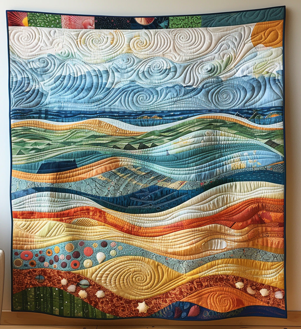 Seafoam Serenity Quilted Blanket - Throw (55" x 60")