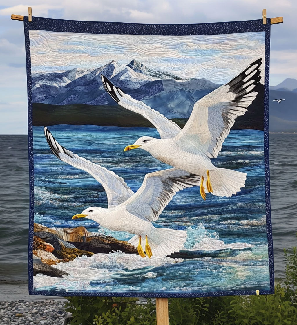 Seagull Skies Art Quilt Hanging - Baby (30" x 40")