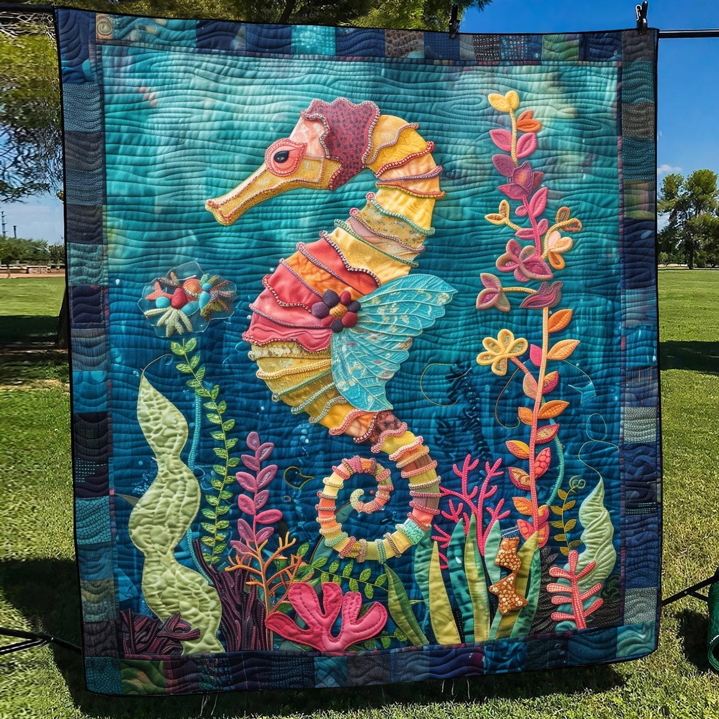 Seahorse Fairytale Quilted Blanket - Throw (55" x 60")