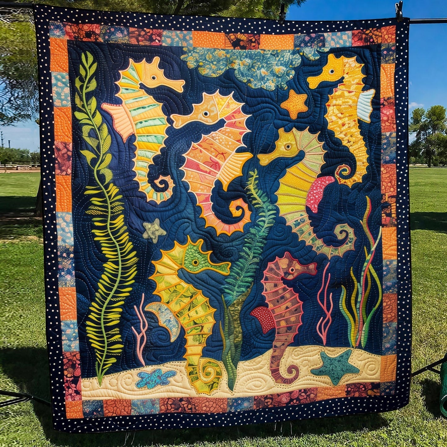 Seahorse Paradise Quilted Blanket - Throw (55" x 60")