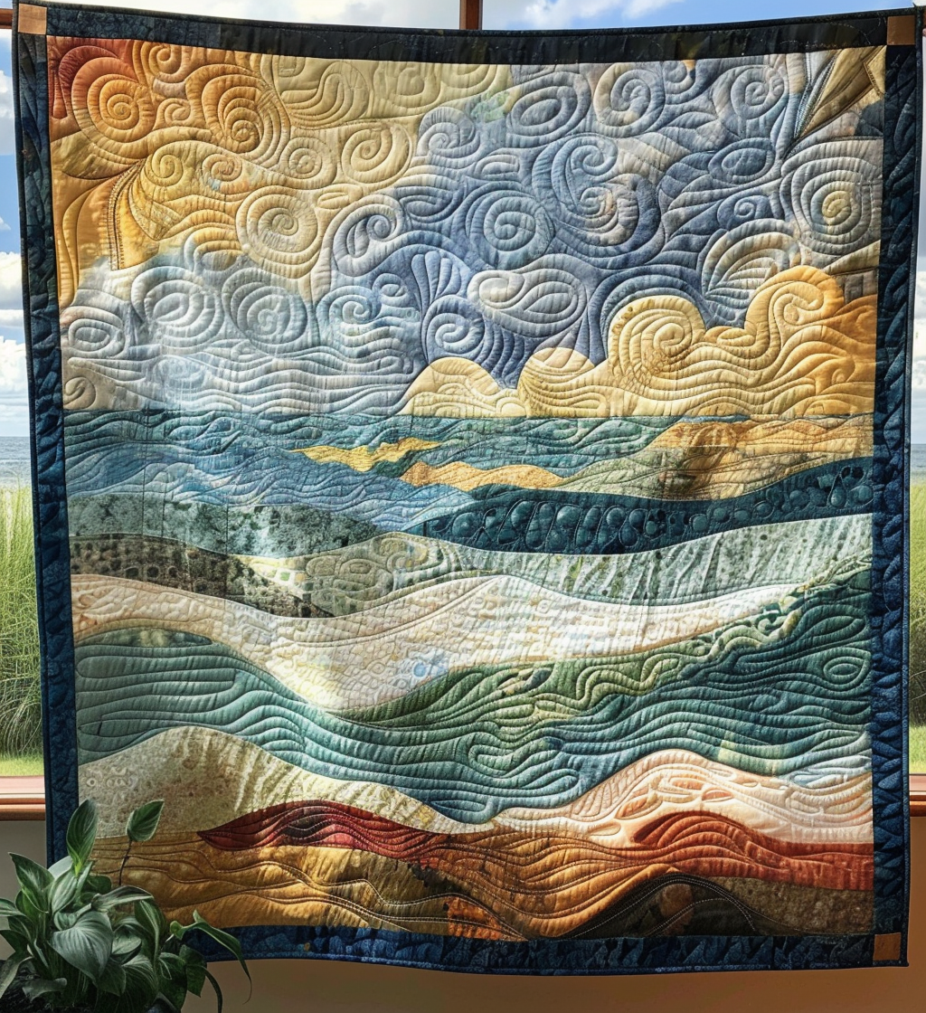 Seascape Serenity Quilted Blanket - Throw (55" x 60")
