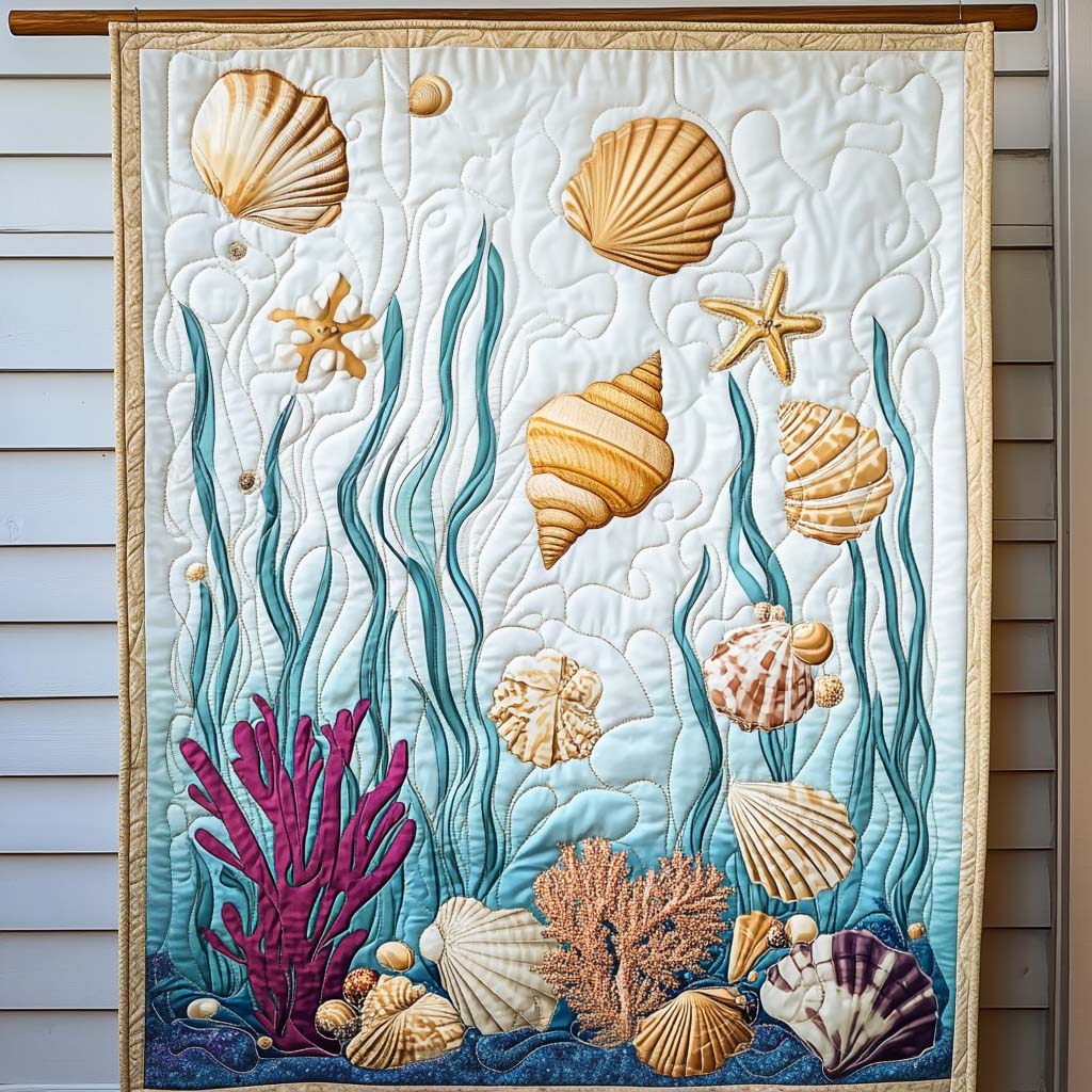 Seashell Dreams Quilted Blanket - Throw (55" x 60")