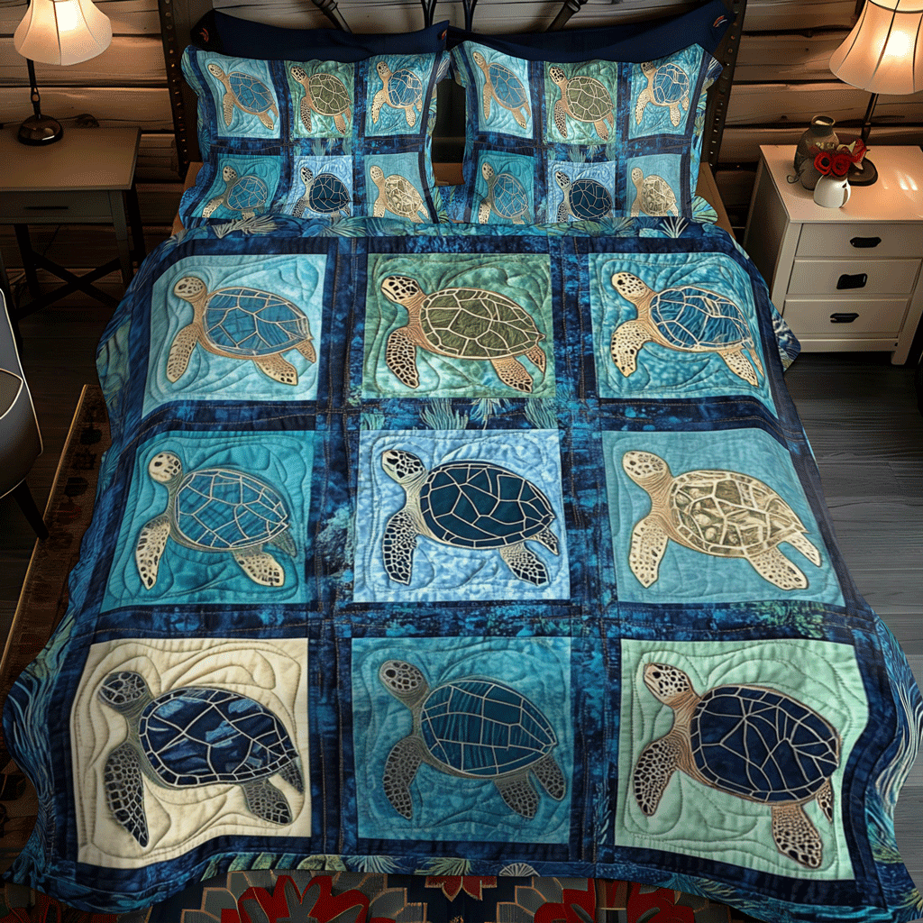 Seashore Serenity 3-Piece Quilted Bedding Set - Single (59" x 70")