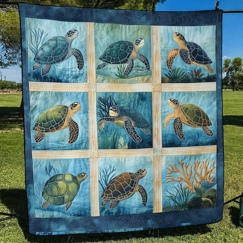 Seashore Serenity Quilted Blanket - Throw (55" x 60")