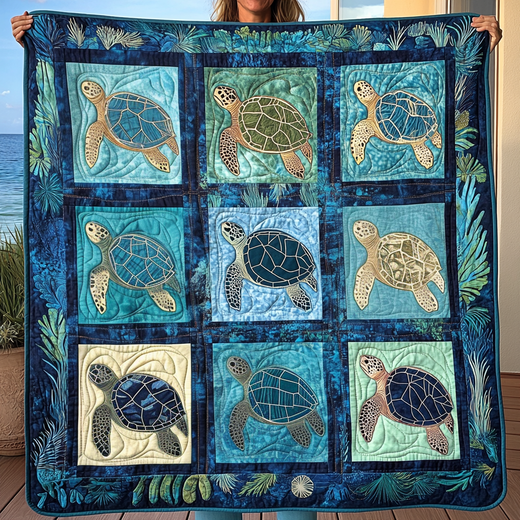 Seashore Serenity Quilted Blanket - Throw (55" x 60")