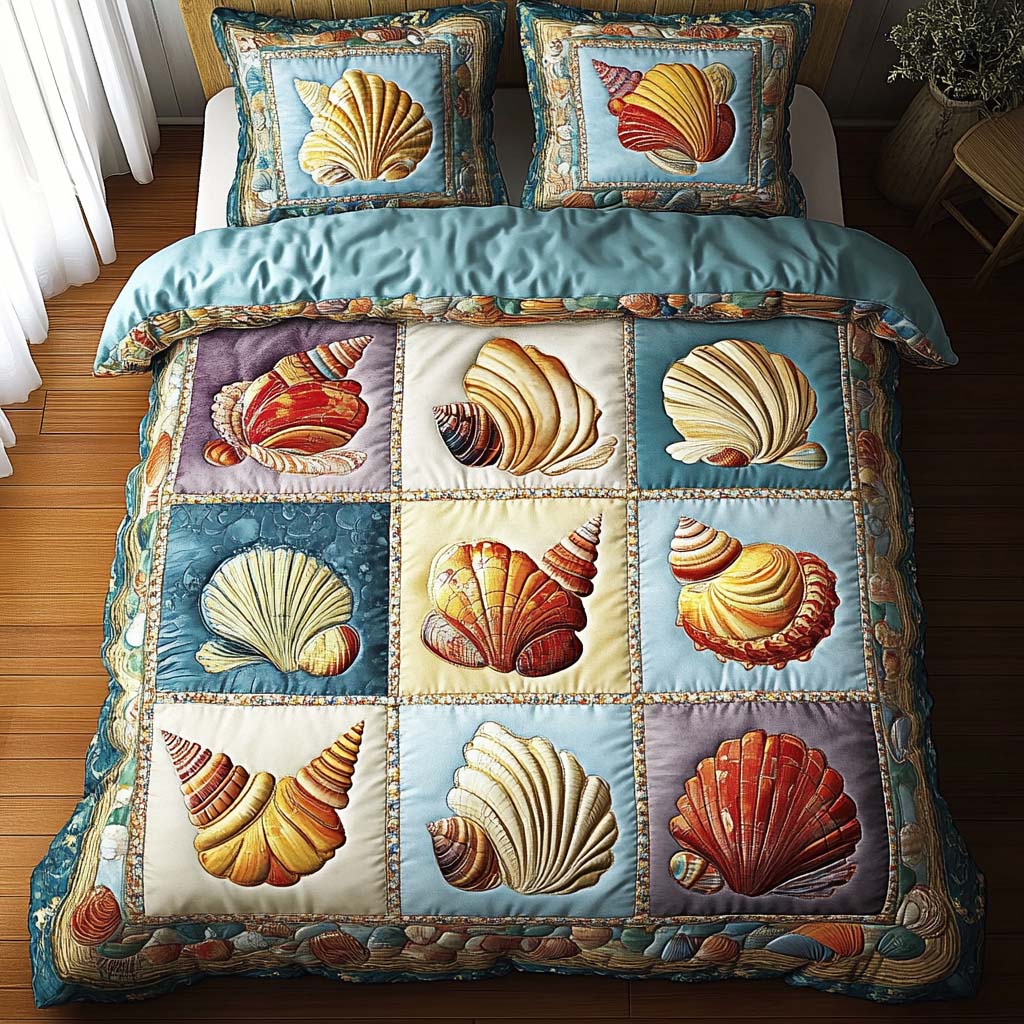 Seaside Treasures 3-Piece Quilted Bedding Set - Single (59" x 70")