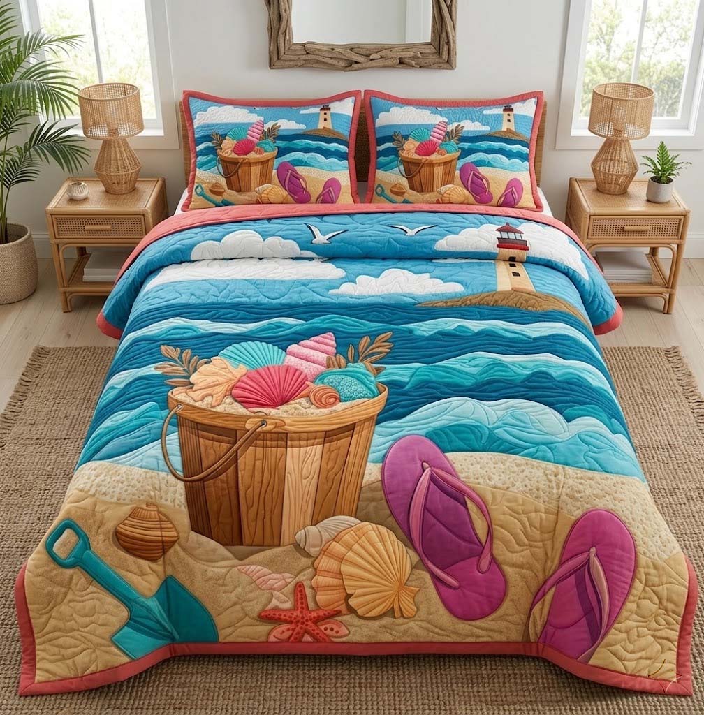 Seaside Chill 3-Piece Quilted Bedding Set - Single (59" x 70")