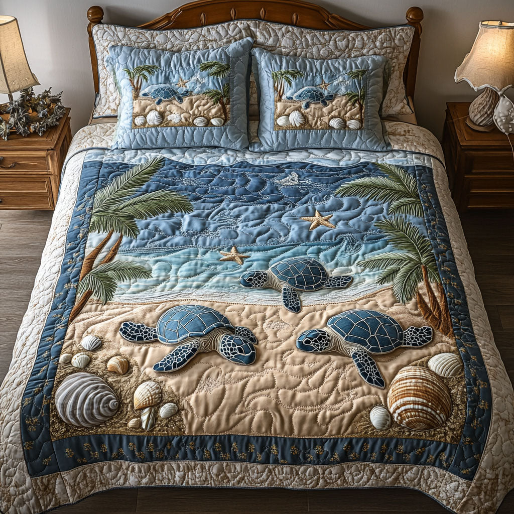 Seaside Dreams 3-Piece Quilted Bedding Set - Single (59" x 70")