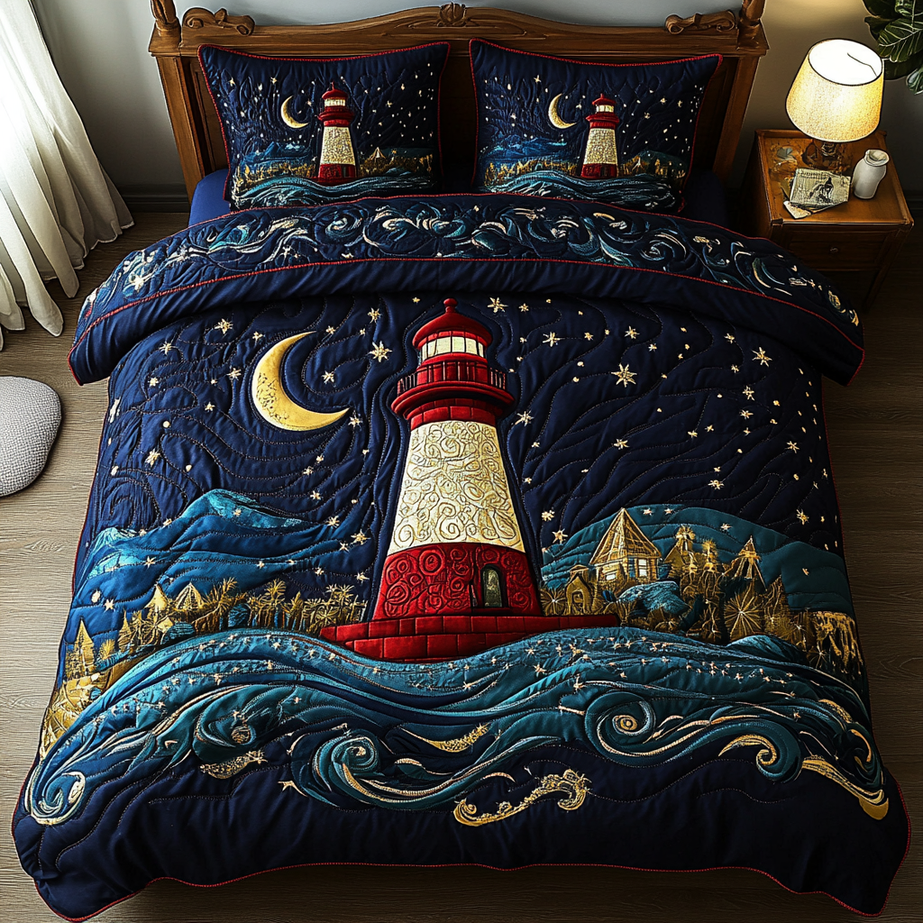 Seaside Sentinel 3-Piece Quilted Bedding Set - Single (59" x 70")
