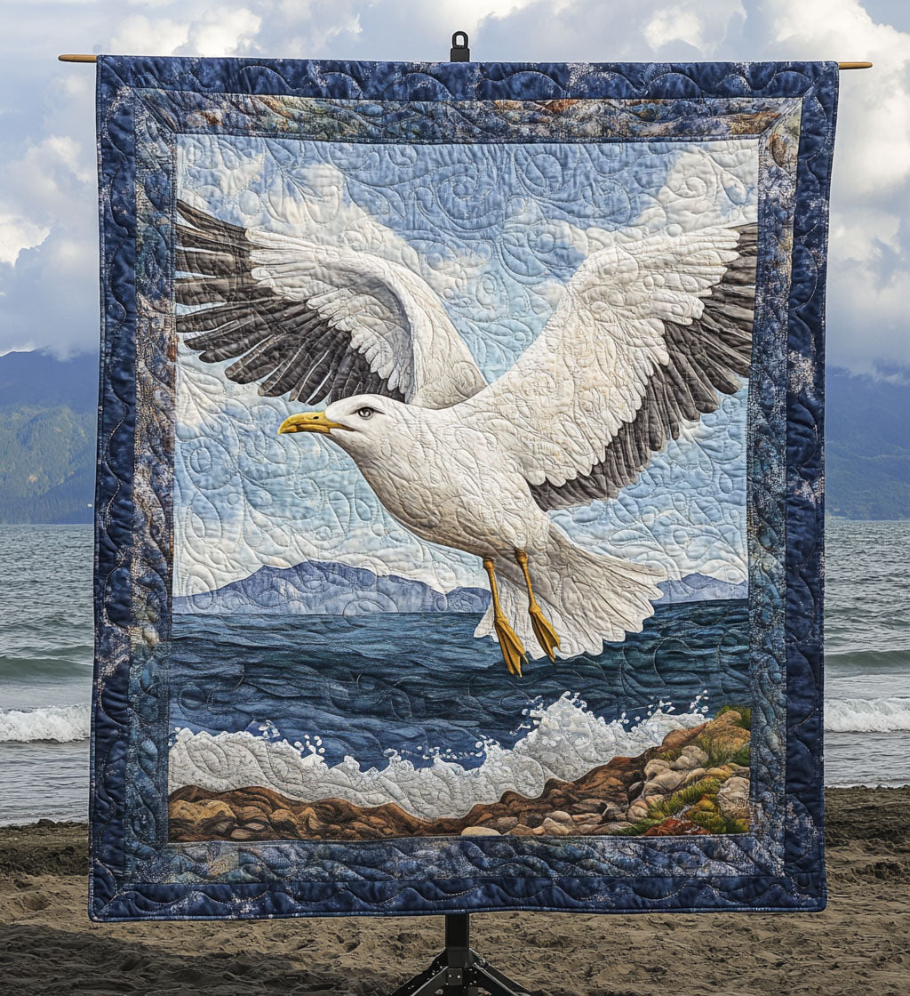 Seaside Soaring Art Quilt Hanging - Baby (30" x 40")