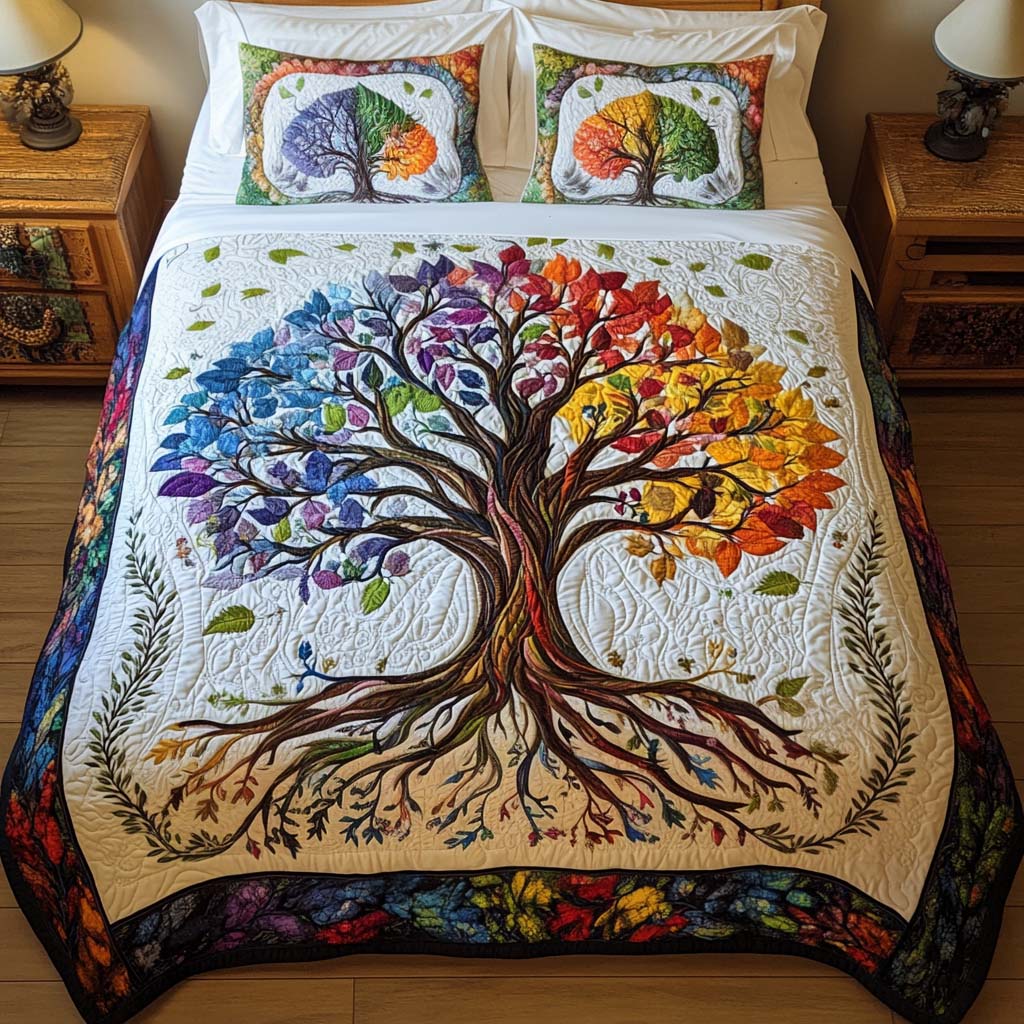 Seasons Bloom 3-Piece Quilted Bedding Set - Single (59" x 70")